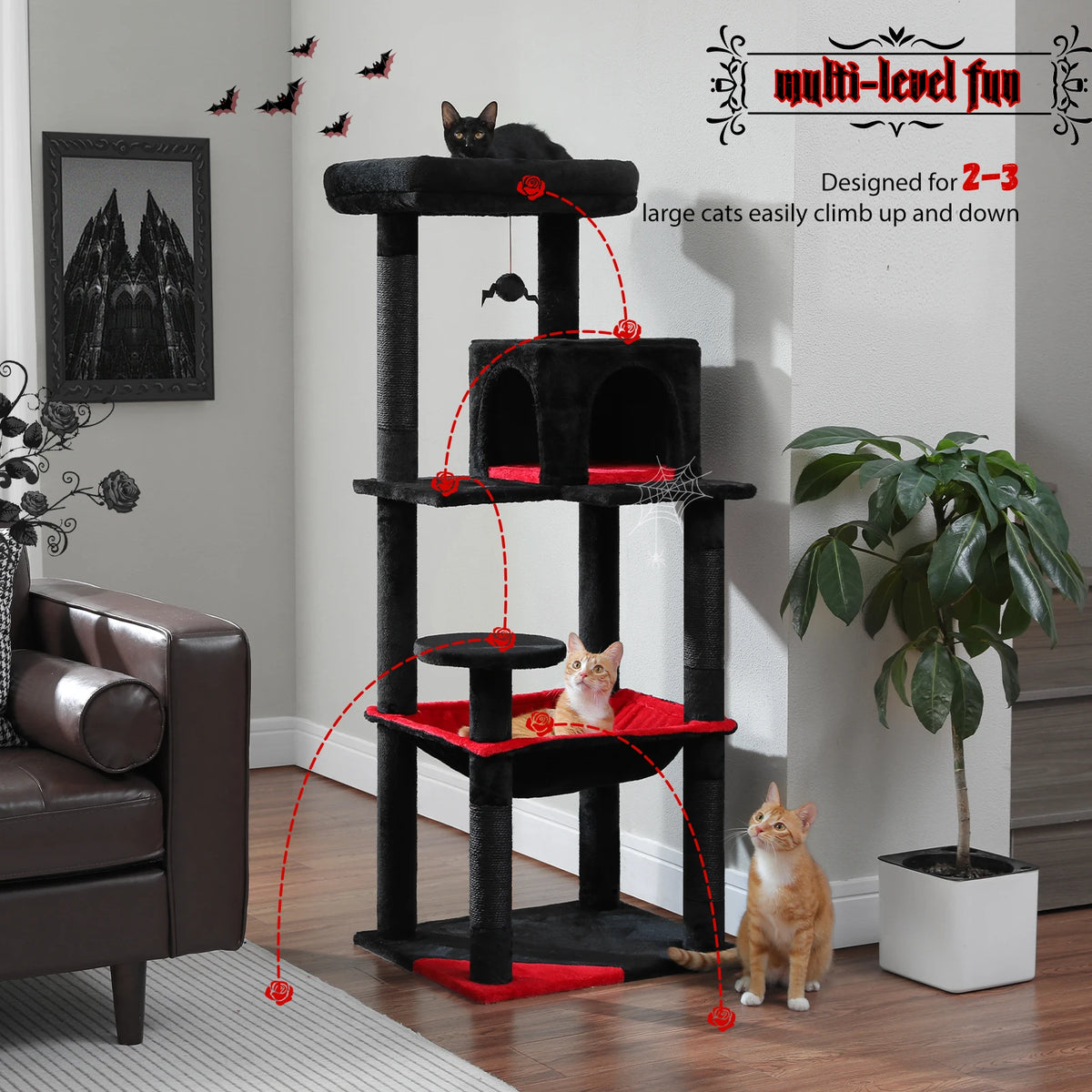 PAWZ Road Cat Tree With Sisal Posts Hammock And Perch