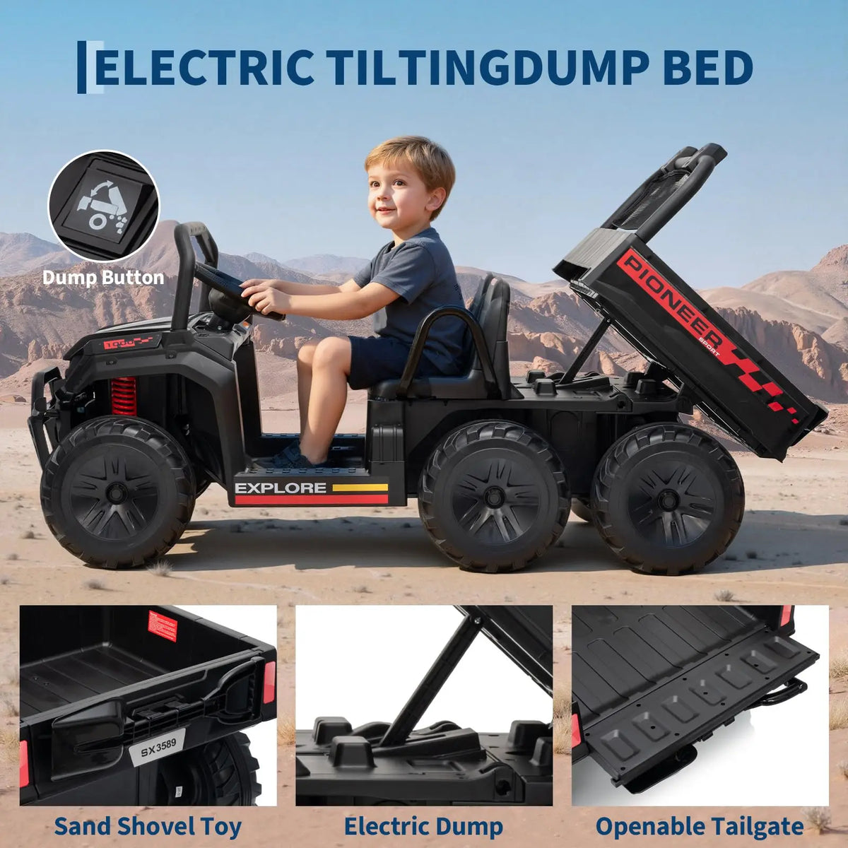 Kids 24V 4WD Electric Ride On Truck With Parental Remote