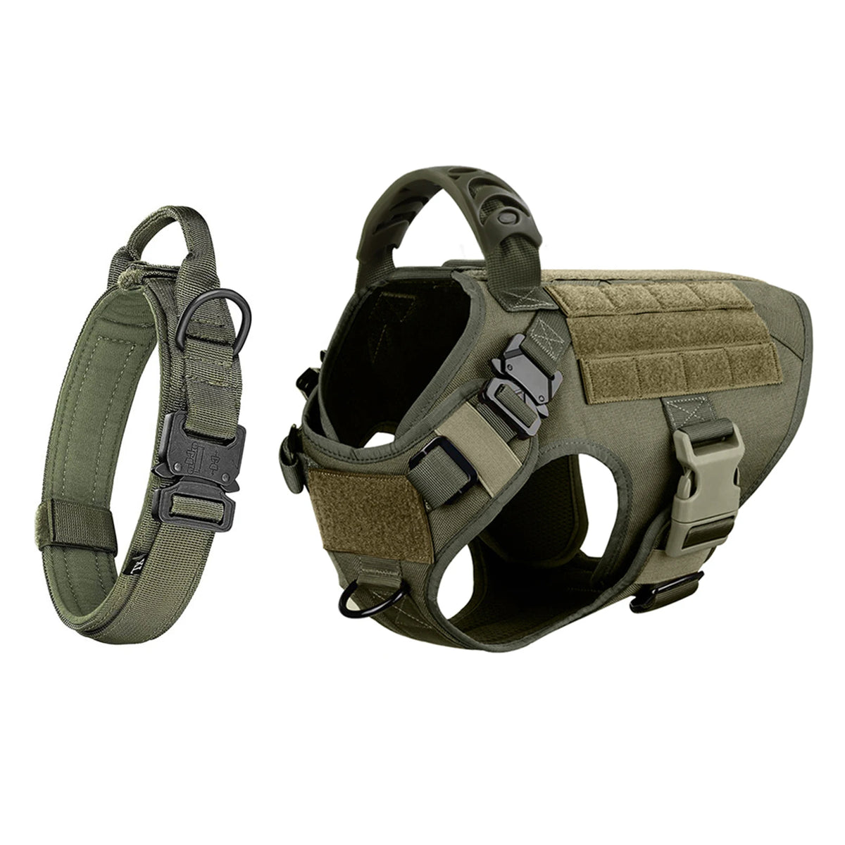 Petavel Adjustable Tactical Dog Harness With Nylon Collar Set