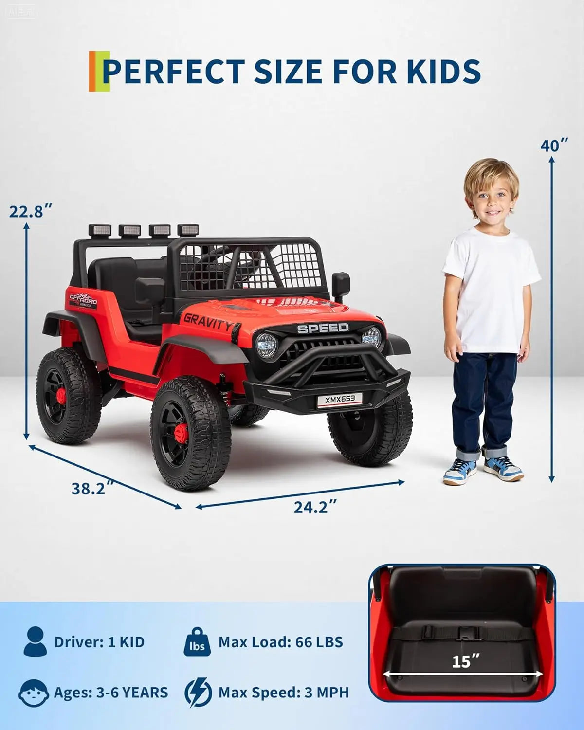 HiMiss Kids Electric Ride On Truck With Parent Remote Control