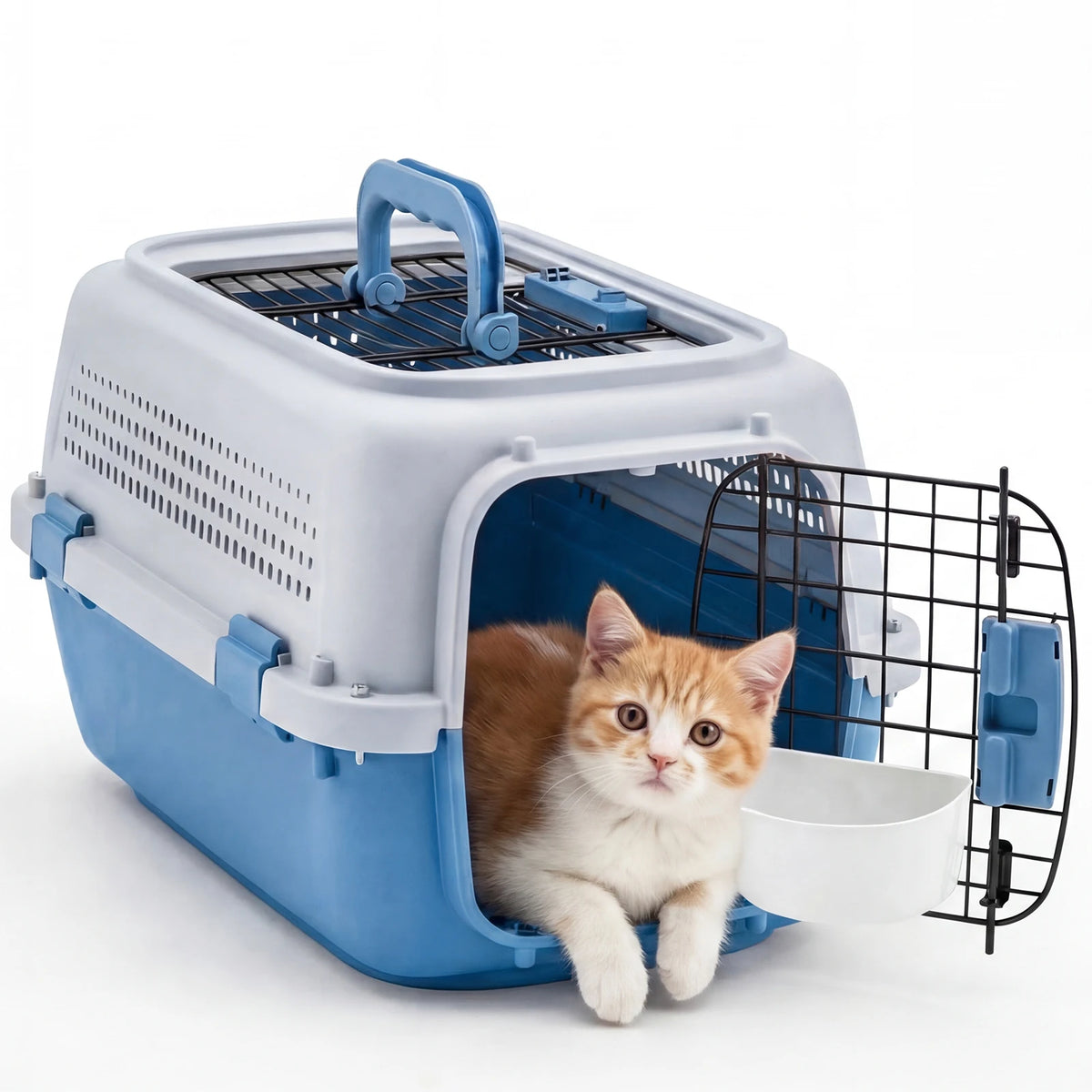 Durable Pet Travel Crate With Bowl For Small Cats Dogs