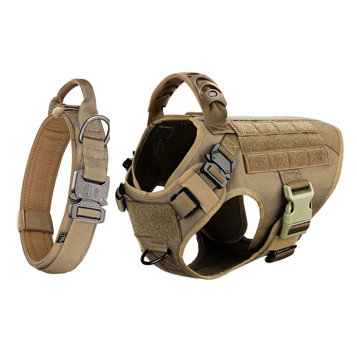 Petavel Adjustable Tactical Dog Harness With Nylon Collar Set
