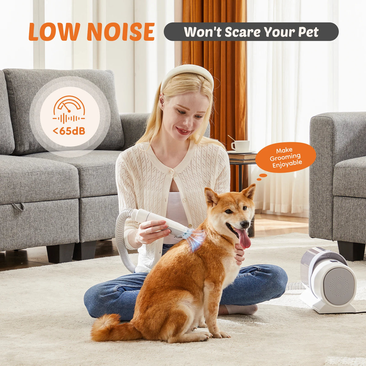 Professional Low Noise Cordless Pet Grooming Vacuum Clipper Kit