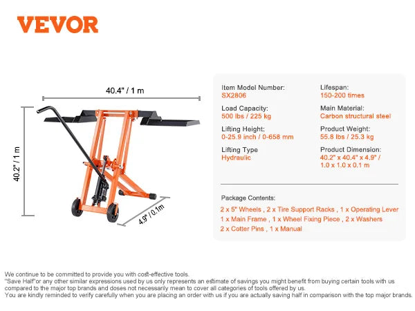 SucceBuy Hydraulic Lawn Mower Lift With Threaded Jack