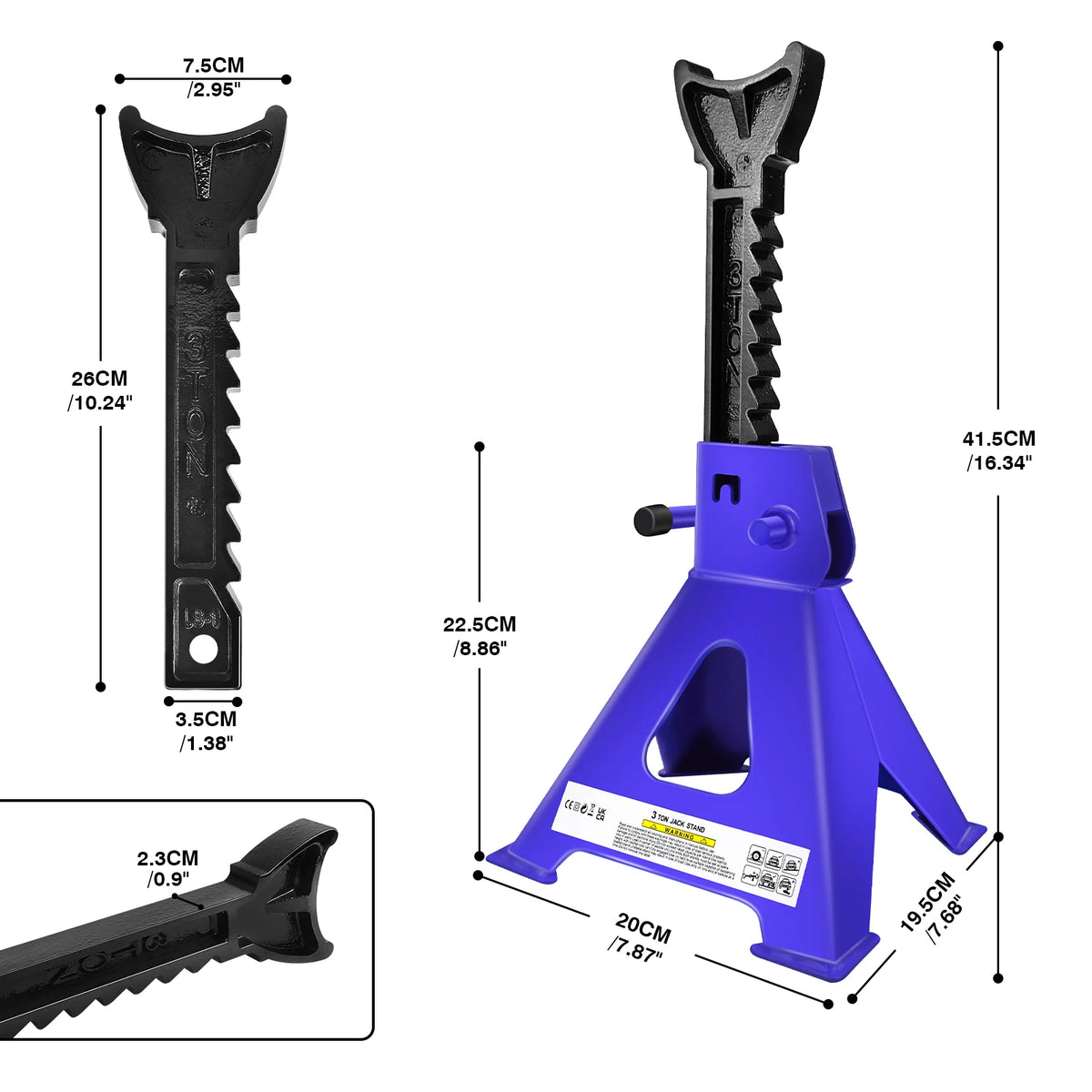 DayPlus Ratcheting Car Axle Jack Stands For Vehicle Lifting