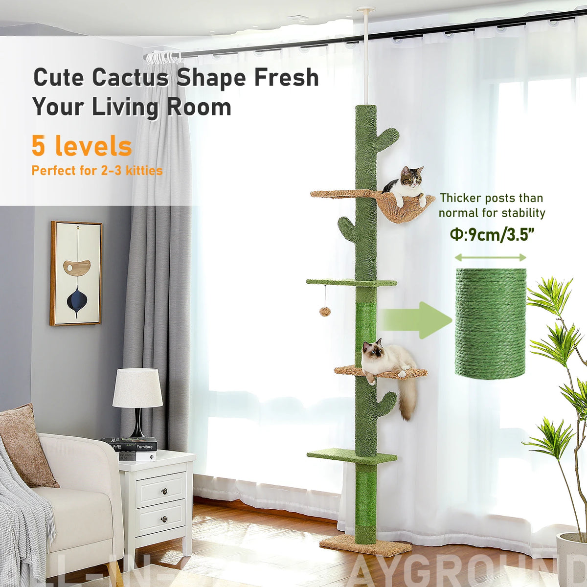 PAWZ Road Tall Floor To Ceiling Cat Tree With Hammock