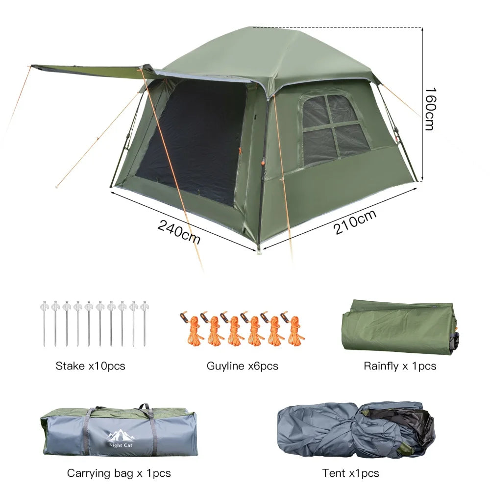 Night Cat Waterproof Instant Pop Up Camping Tent With Vestibule