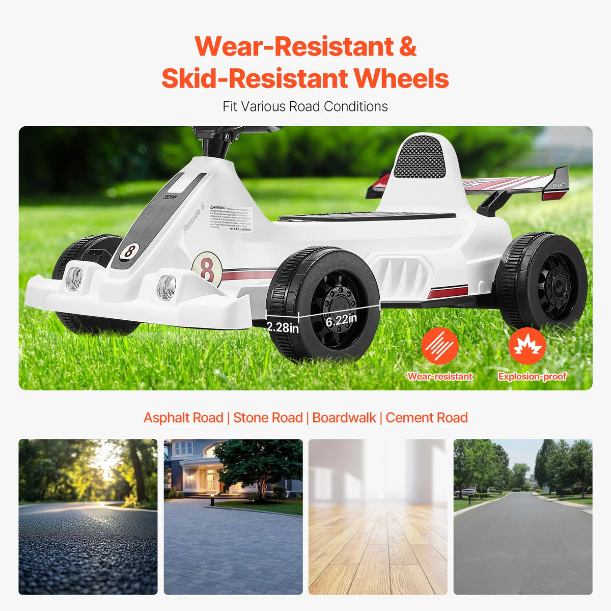 SucceBuy Portable Electric Pedal Go Kart Led Headlight Horn