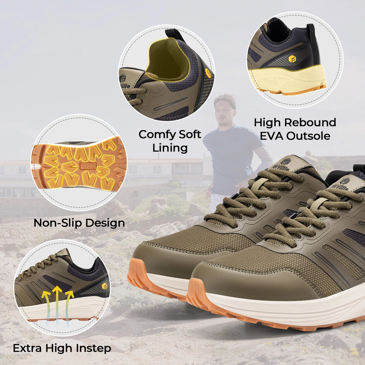 FittingTon Wide Toe Trail Running Shoes For Plantar Fasciitis