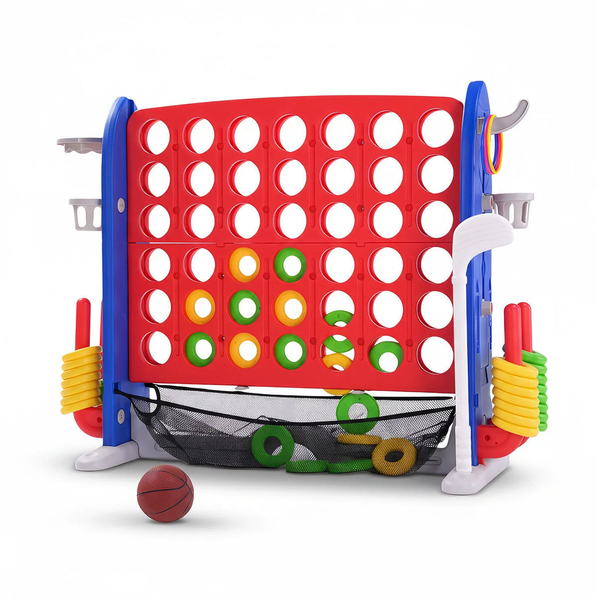 Giant Outdoor Connect Four Basketball Hoop Ring Toss Game