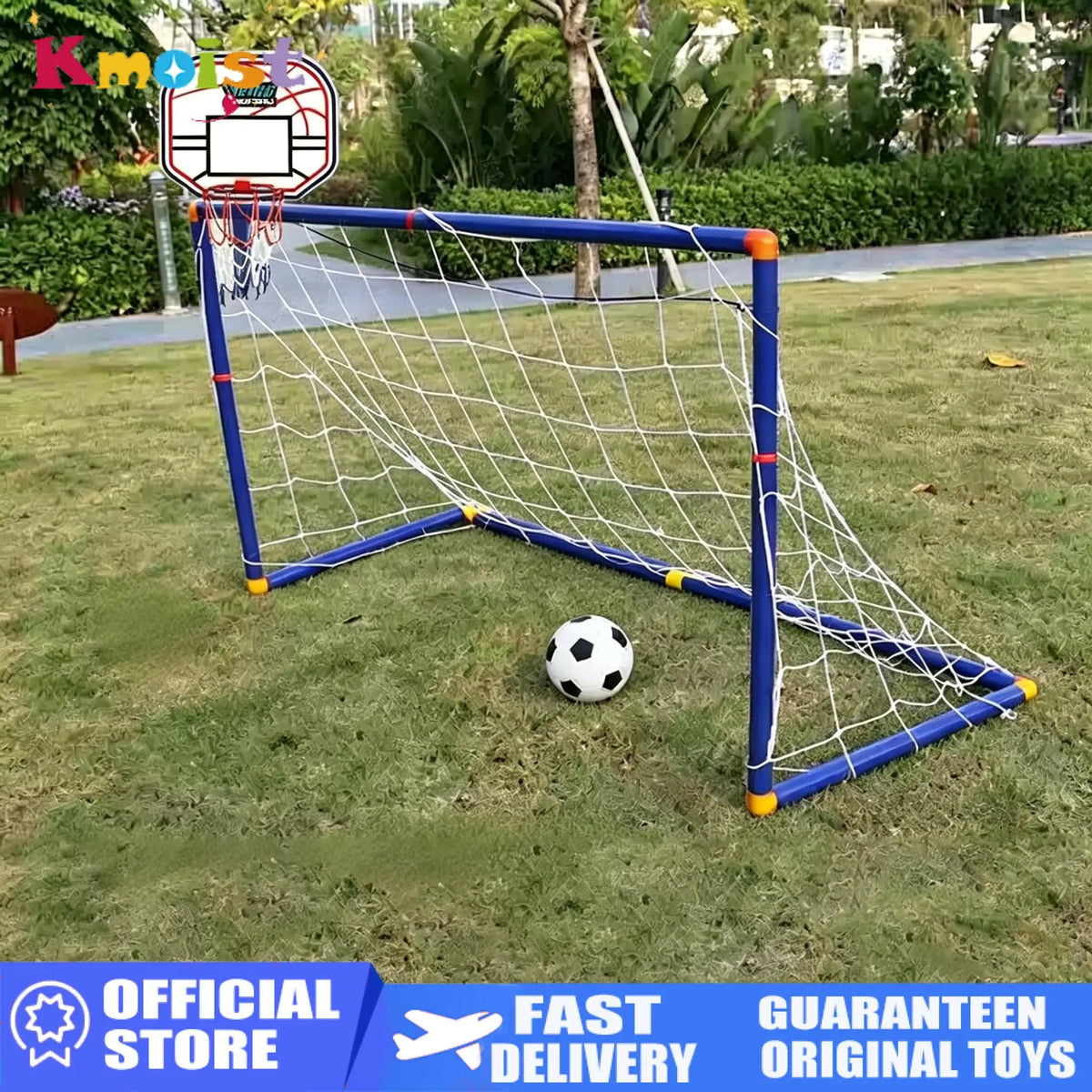 Kmoist 2 In 1 Portable Kids Basketball And Soccer Goal