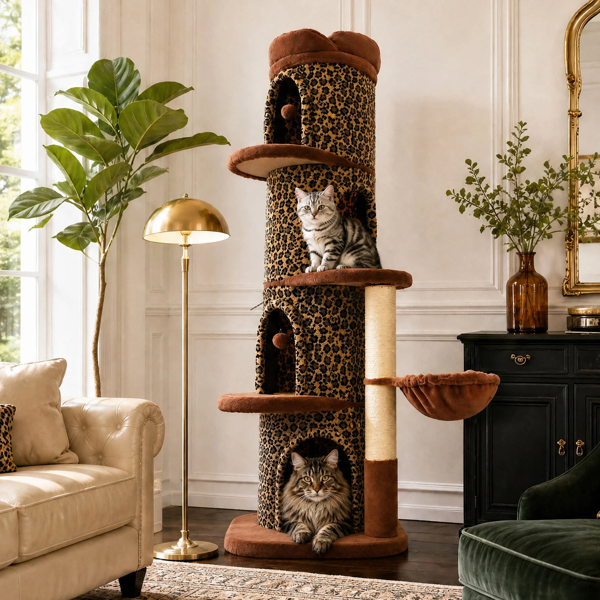 P Luxury Indoor Cat Tree Tower With Four Spacious Condos