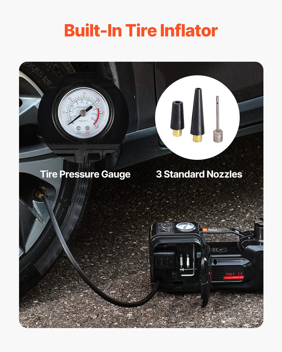VEVOR Electric Car Jack With Impact Wrench And Led Light