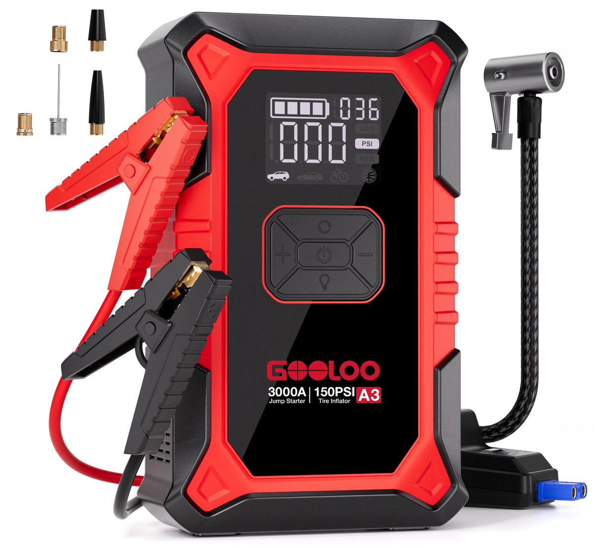 Gooloo A3 Jump Starter With Air Compressor Portable Car Booster