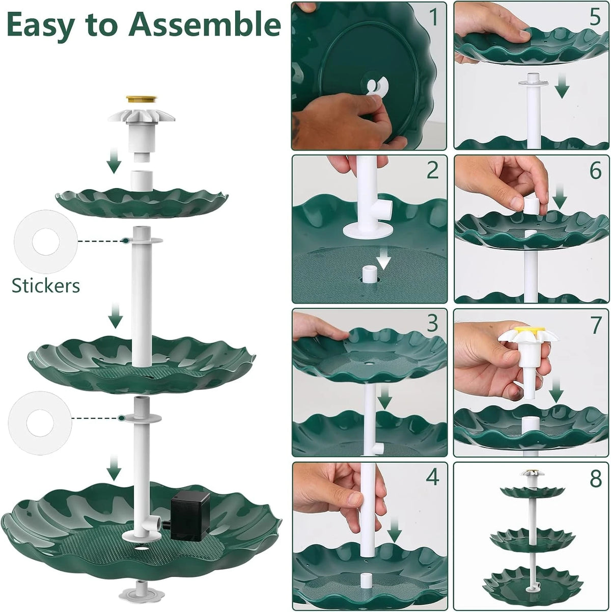Solar Powered Bird Bath Water Fountain For Garden And Pond Decor