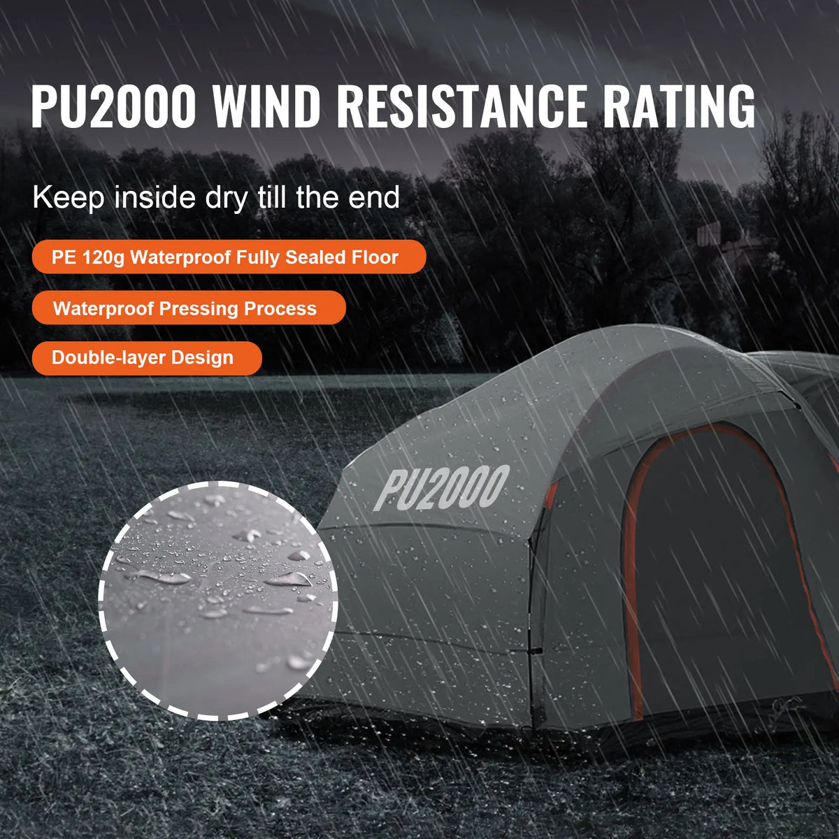 VevoR SUV Rear Camping Tent Double Layer Polyester Design