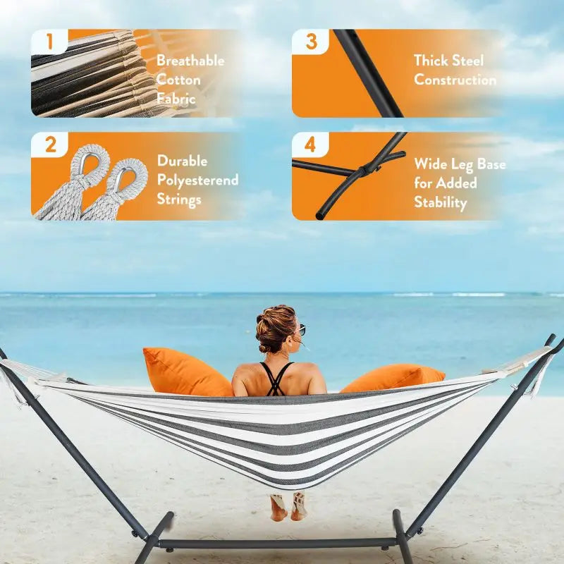Gyroor Outdoor Adjustable Stand Nylon Hammock With Carry Bag