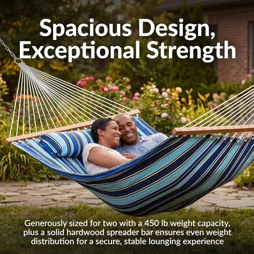 Heavy Duty Double Hammock With Steel Stand For Outdoor Relaxation
