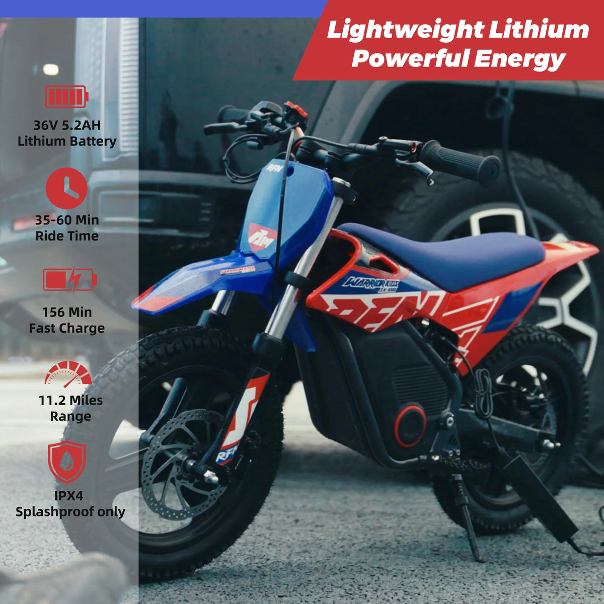 RFN Warrior Kids Electric Off Road Dirt Motorcycle Bike