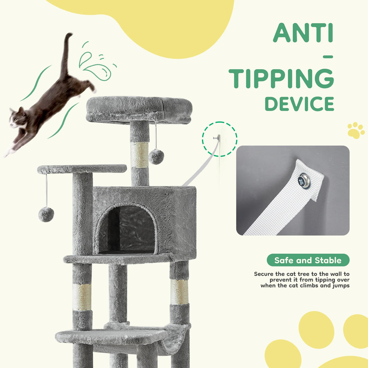 JHK Multi Tier Cat Tree With Sisal Scratching Posts