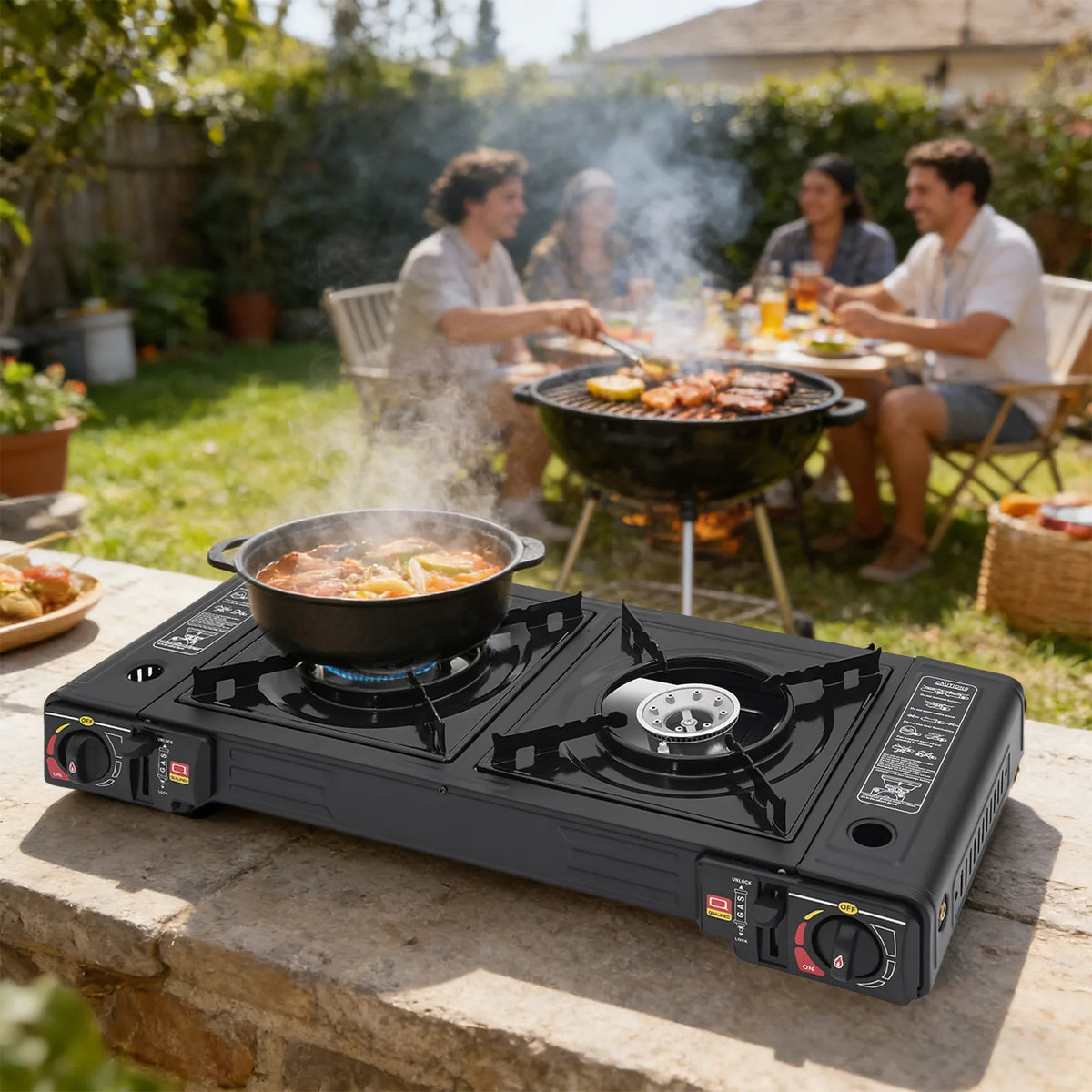 Portable Two Burner Gas Camping Stove With Fast Heating