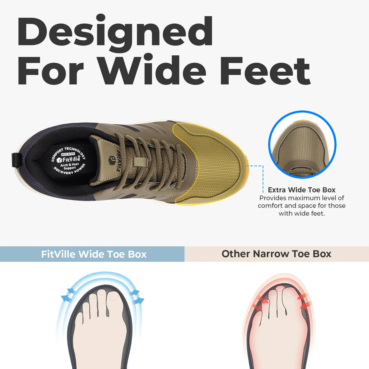 FittingTon Wide Toe Trail Running Shoes For Plantar Fasciitis