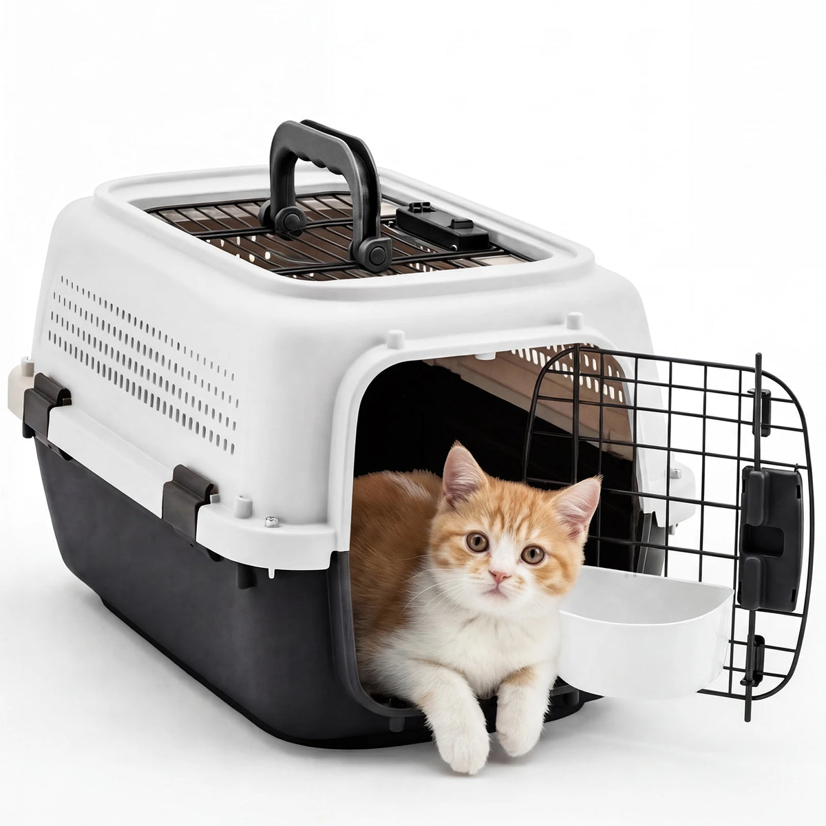 Durable Pet Travel Crate With Bowl For Small Cats Dogs