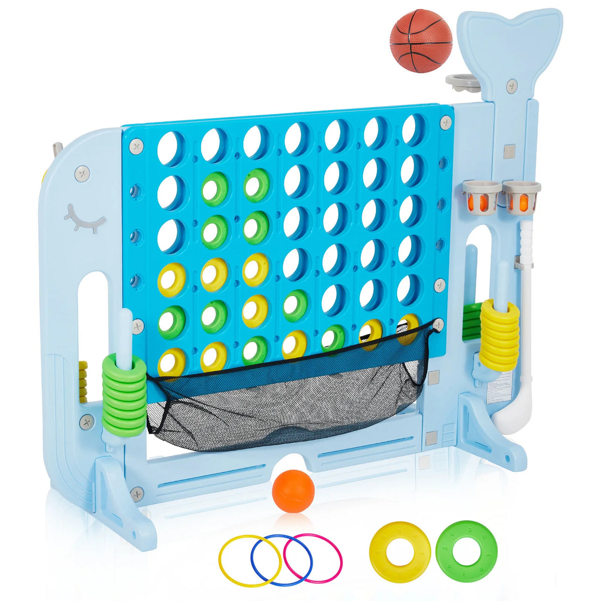 Giant Outdoor Connect Four Basketball Hoop Ring Toss Game
