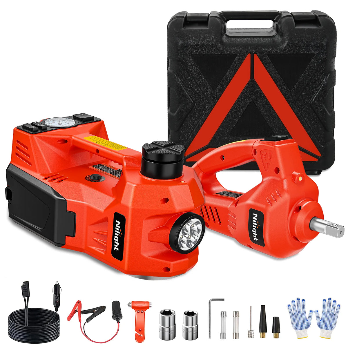 Nilight Electric Car Jack Kit With Impact Wrench And Tire Inflator
