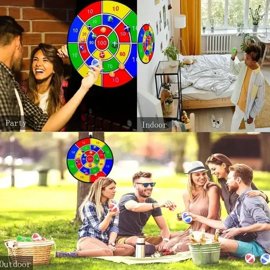 Kids Safety Dart Board With Sticky Balls Indoor Outdoor Toy