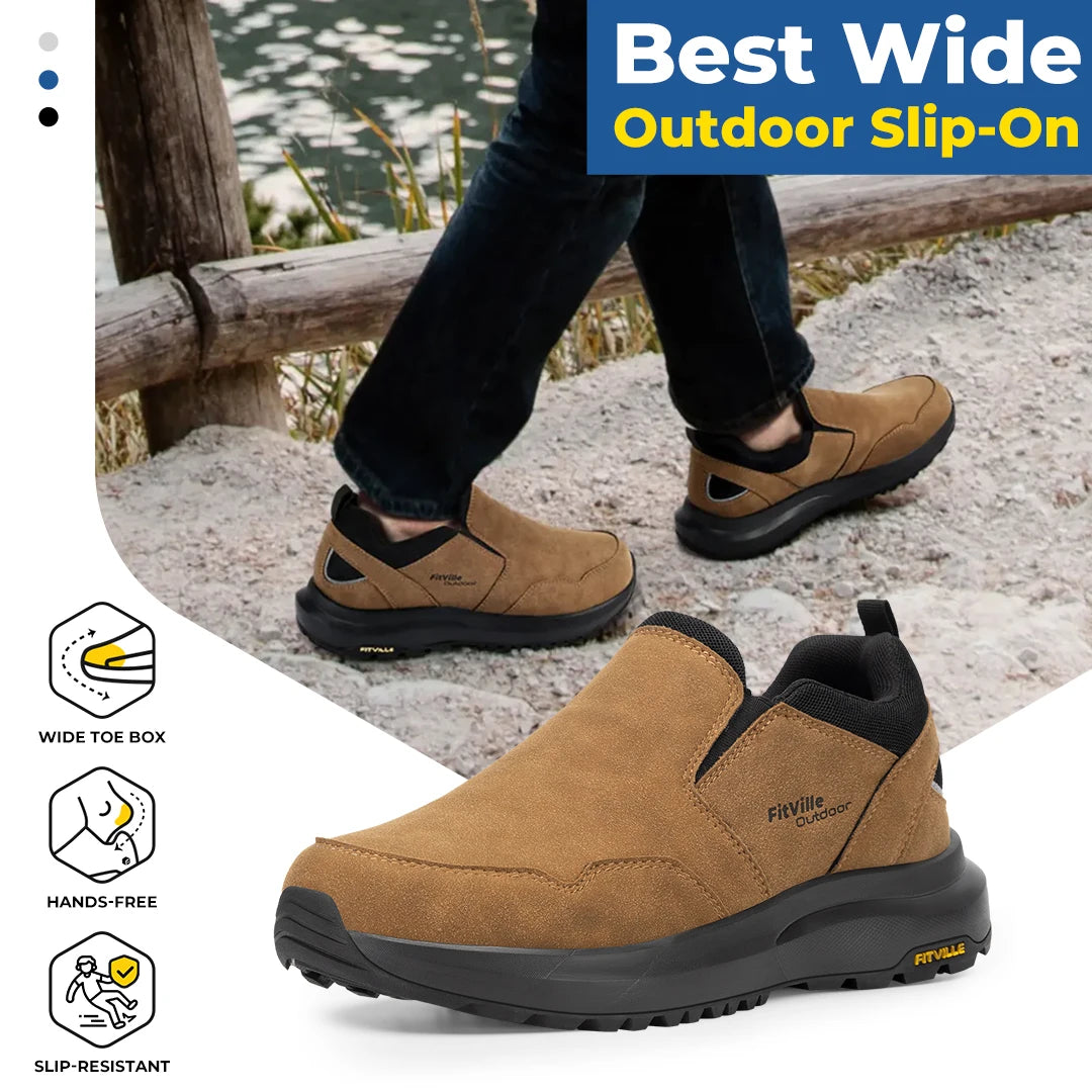 Fitville Men's Comfort Slip On Hiking Loafers With Arch Support