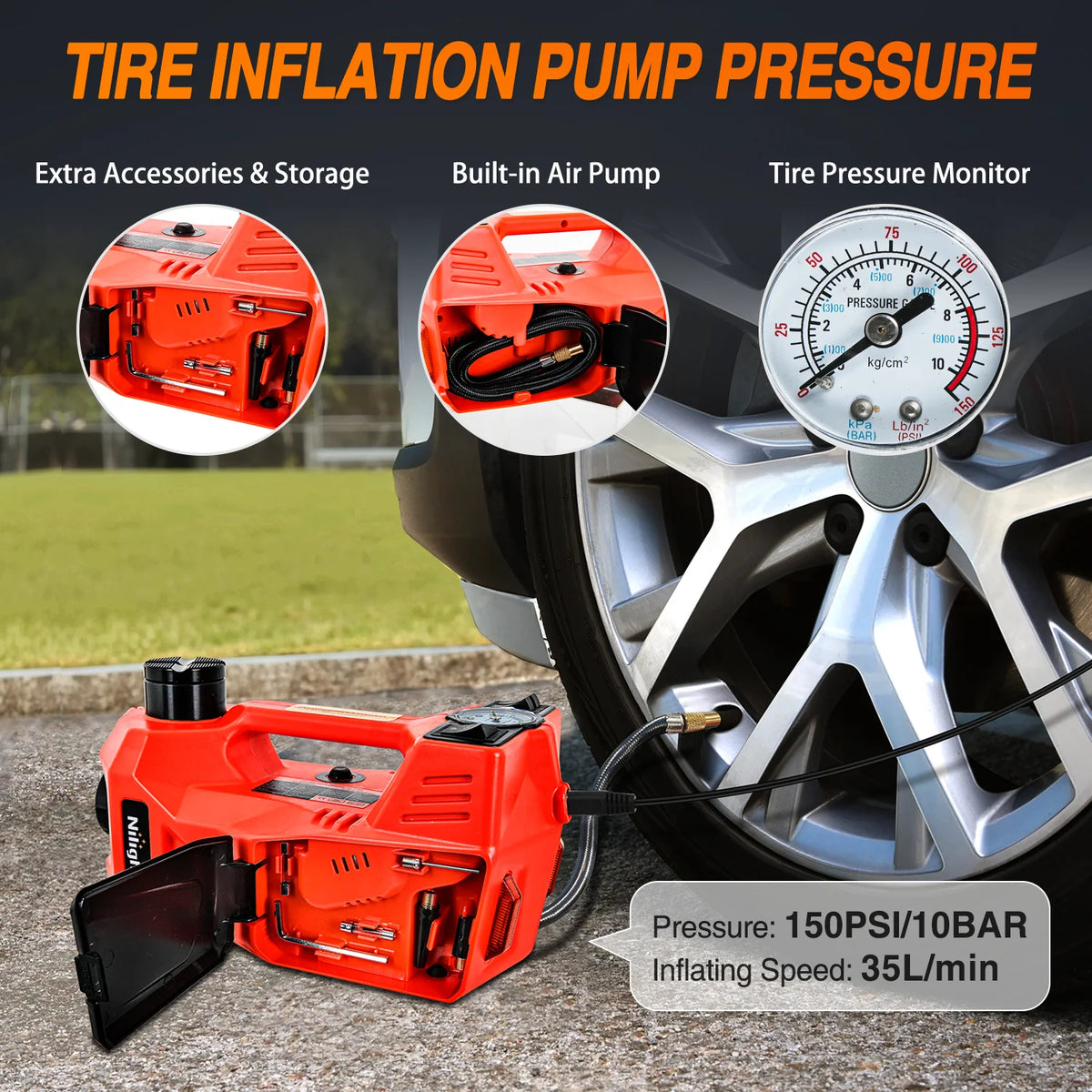 Nilight Electric Car Jack Kit With Impact Wrench And Tire Inflator