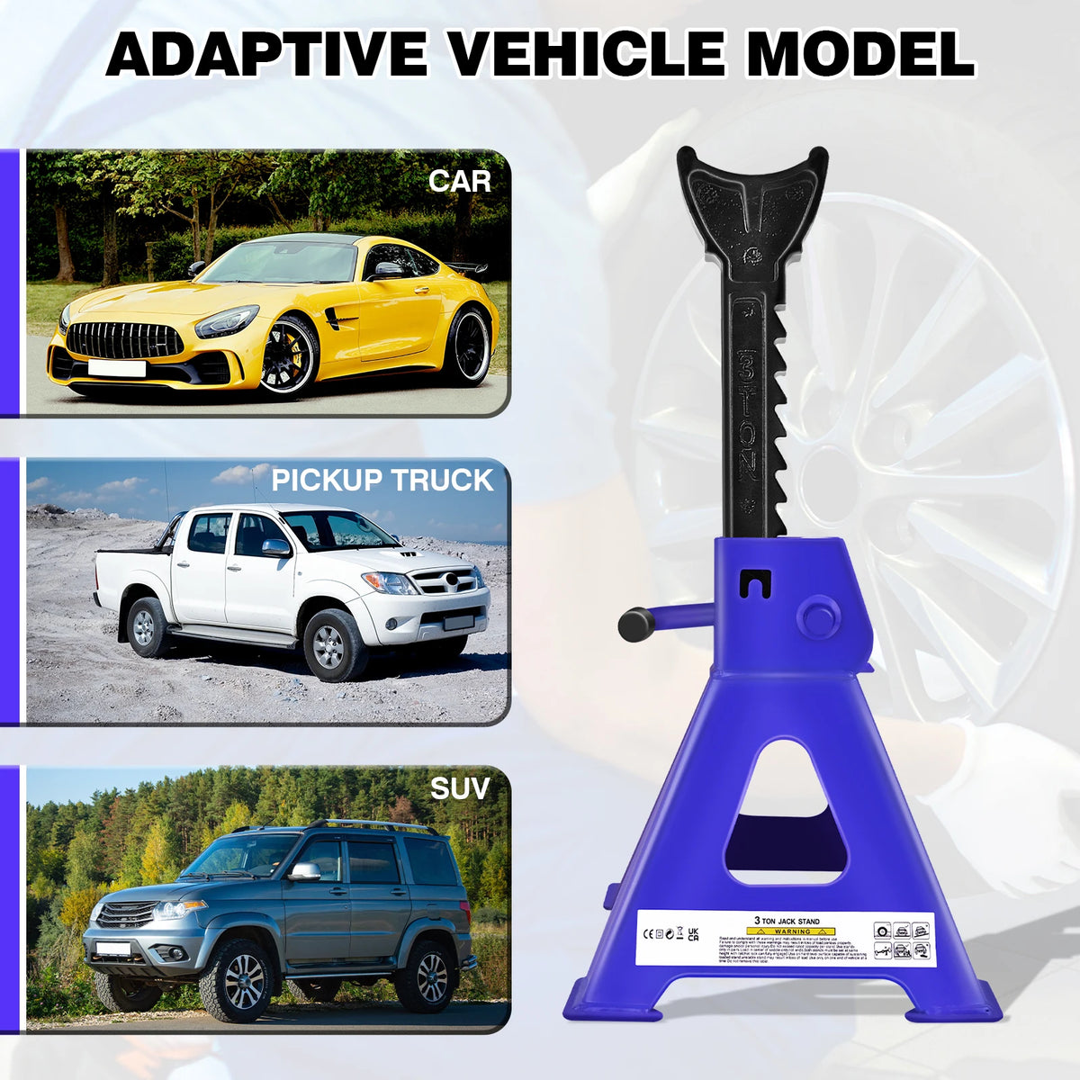 DayPlus Ratcheting Car Axle Jack Stands For Vehicle Lifting