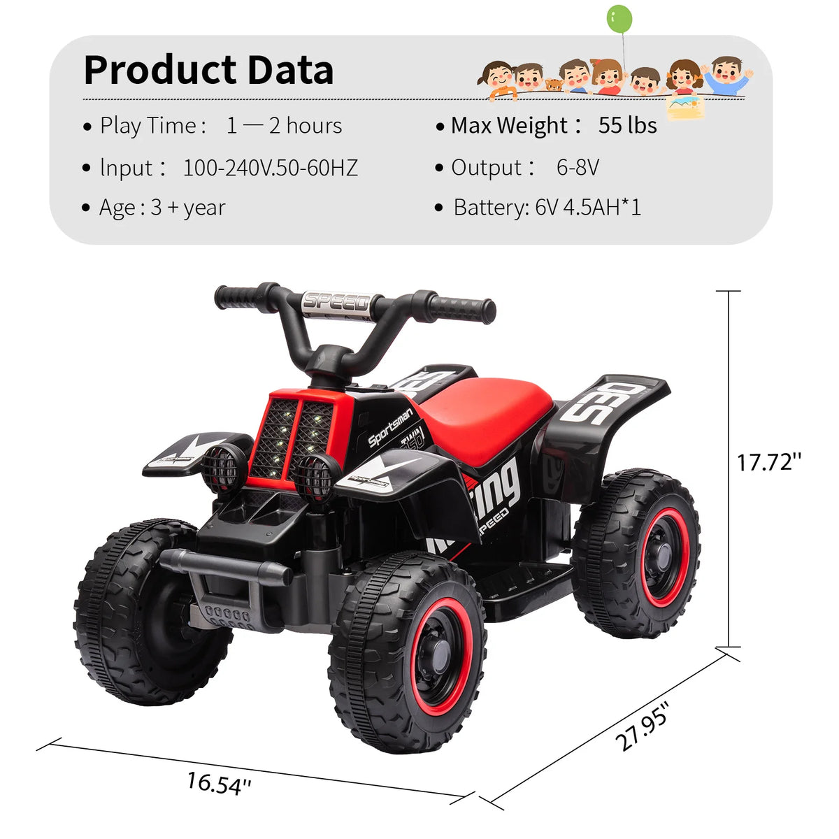 Electric Kids Ride On Atv With Led Lights And Music