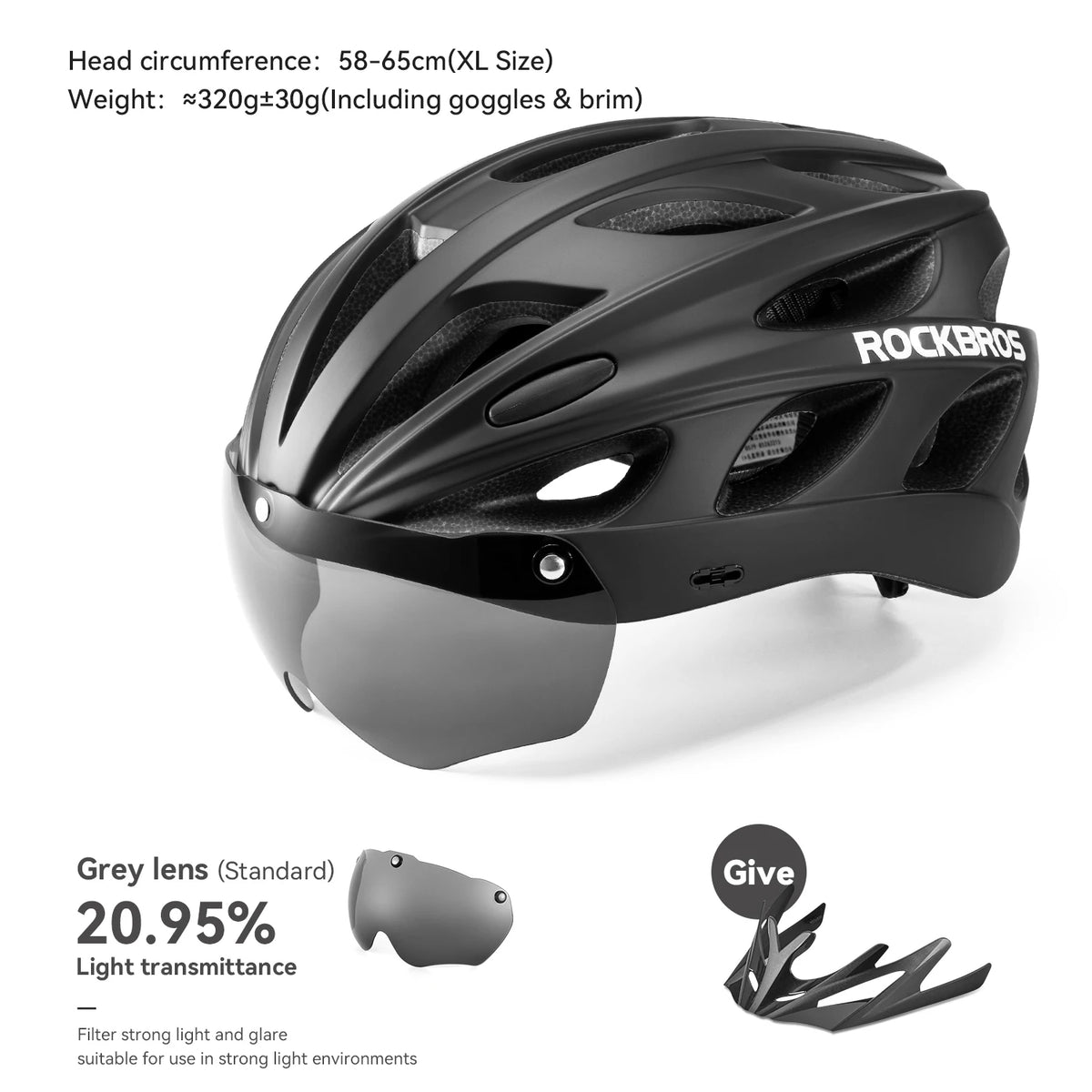 ROCKBROS Integrated Cycling Helmet With Goggles For Road And Mountain Riders