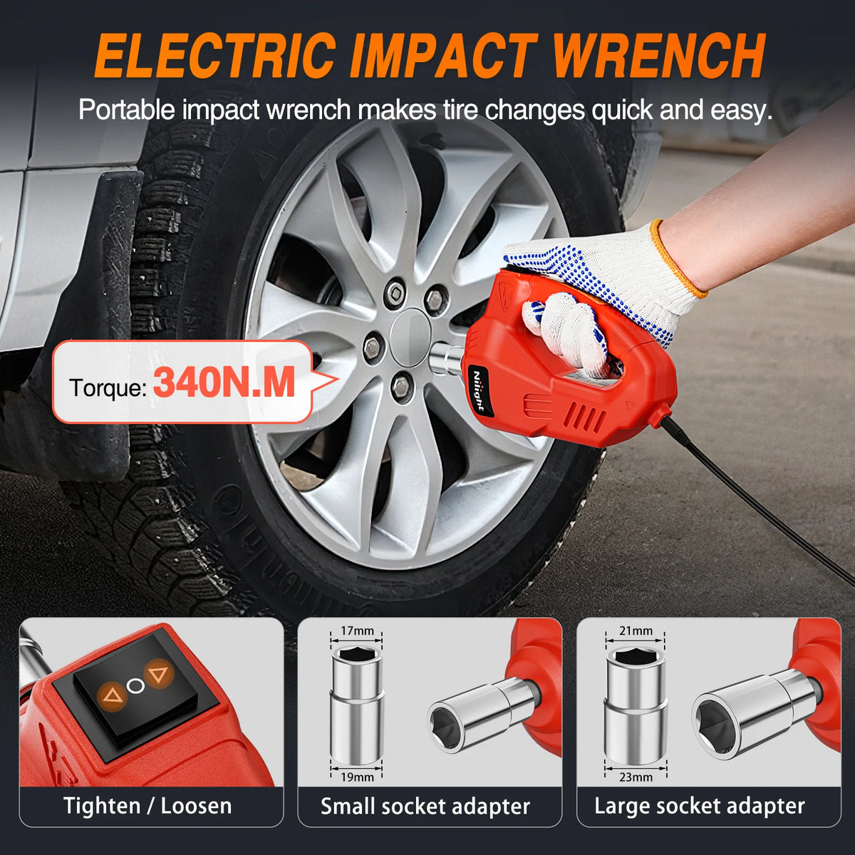 Nilight Electric Car Jack Kit With Impact Wrench And Tire Inflator