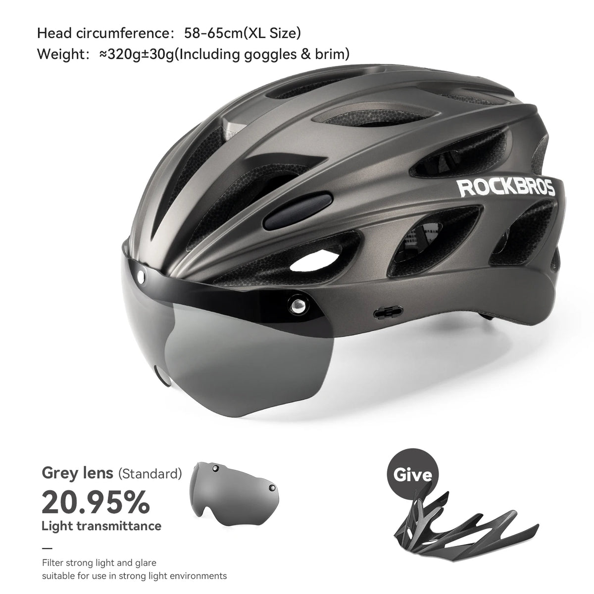 ROCKBROS Integrated Cycling Helmet With Goggles For Road And Mountain Riders