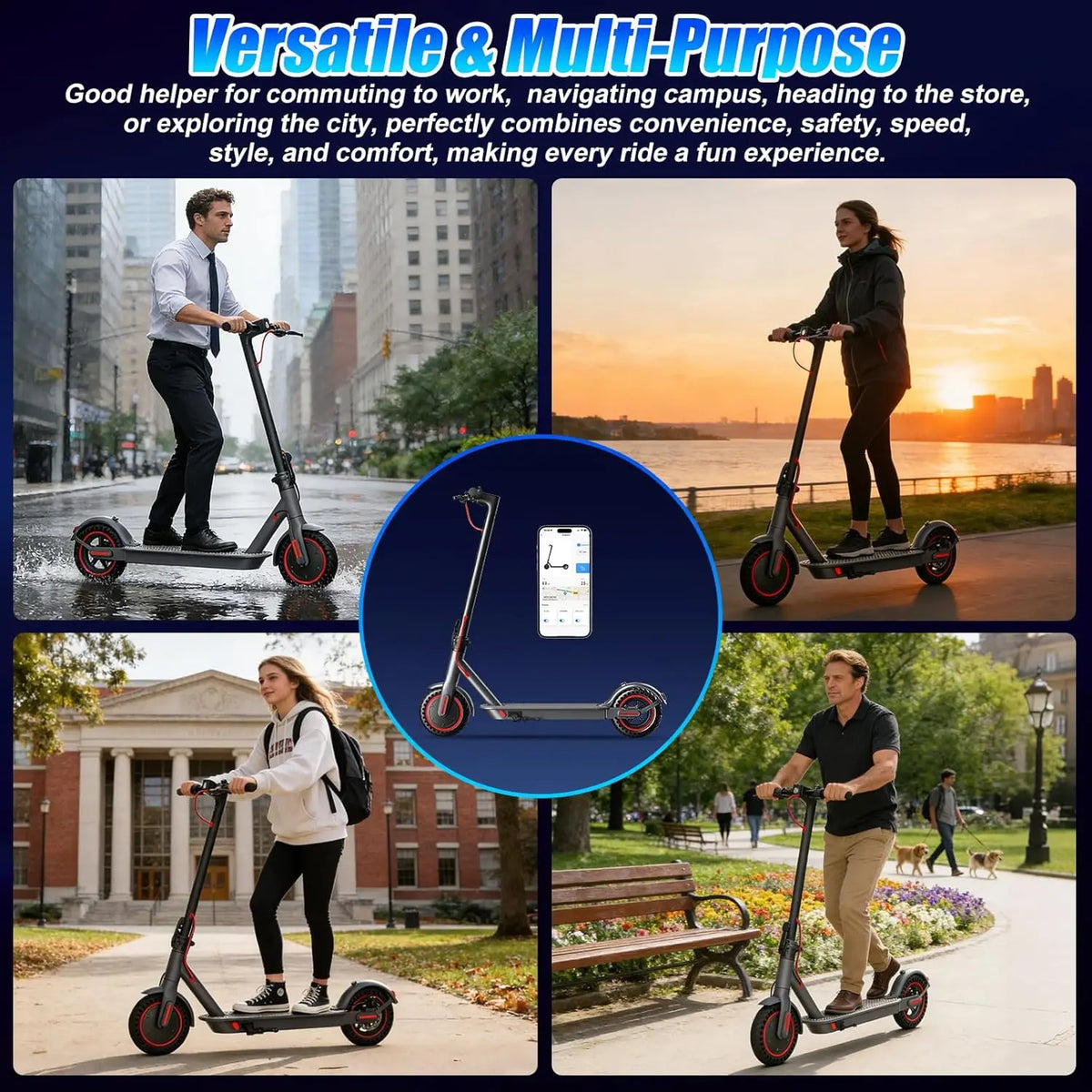 OBX 350W Electric Scooter For Adults 19 Miles Range Foldable