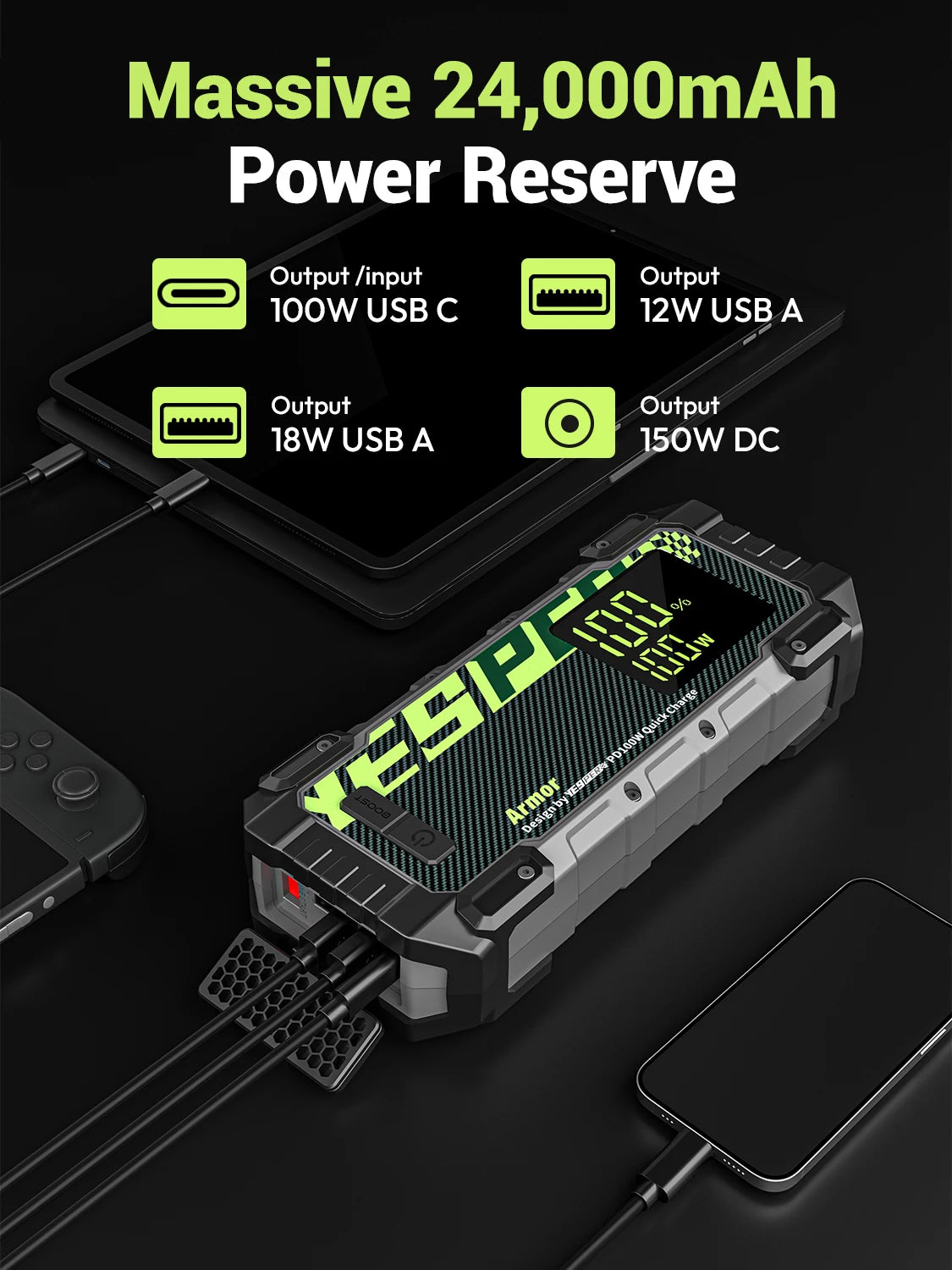 Yesper 4000A Diesel Gas Jump Starter With Portable Power Bank