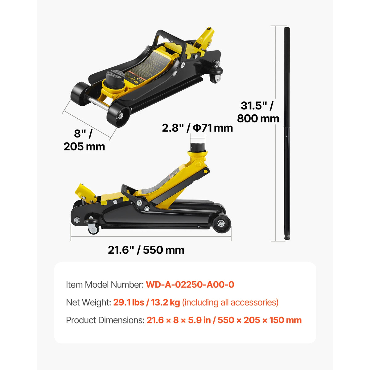 SucceBuy Low Profile Hydraulic Floor Jack Professional Car Lifter