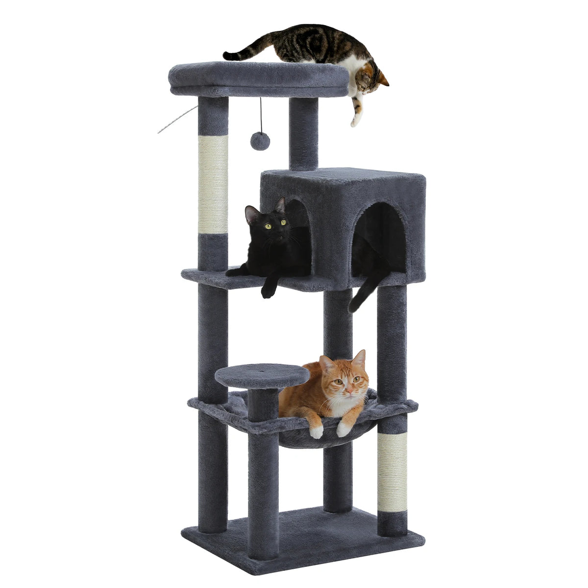 PEQULTI Multilevel Cat Tree Tower With Scratching Posts And Hammock