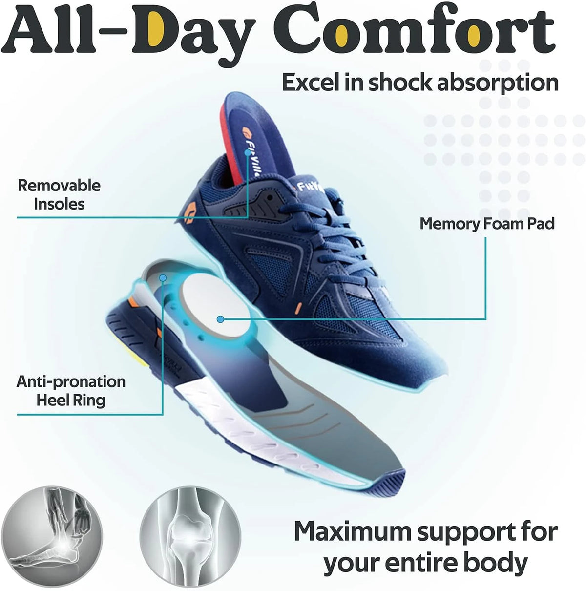 FitVille Men Extra Wide Walking Shoes Comfort Sports Sneakers