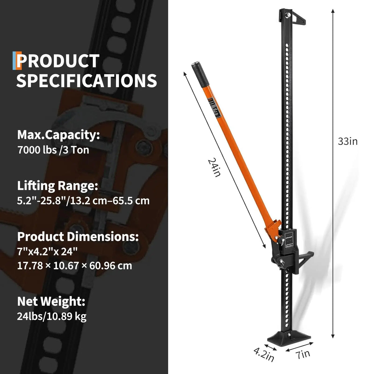 HobbyLane 7000 Lb Heavy Duty Steel High Lift Farm Jack