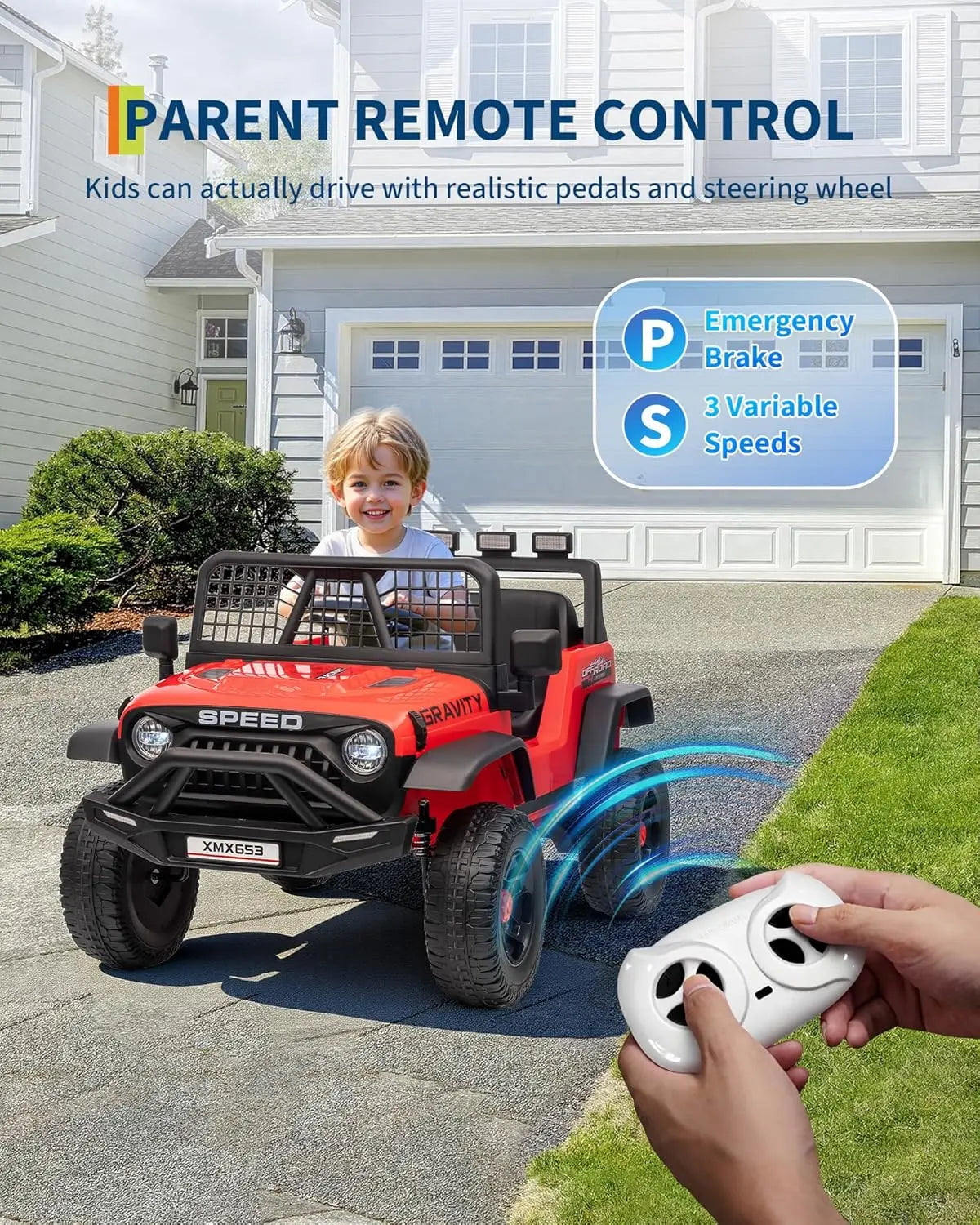 HiMiss Kids Electric Ride On Truck With Parent Remote Control