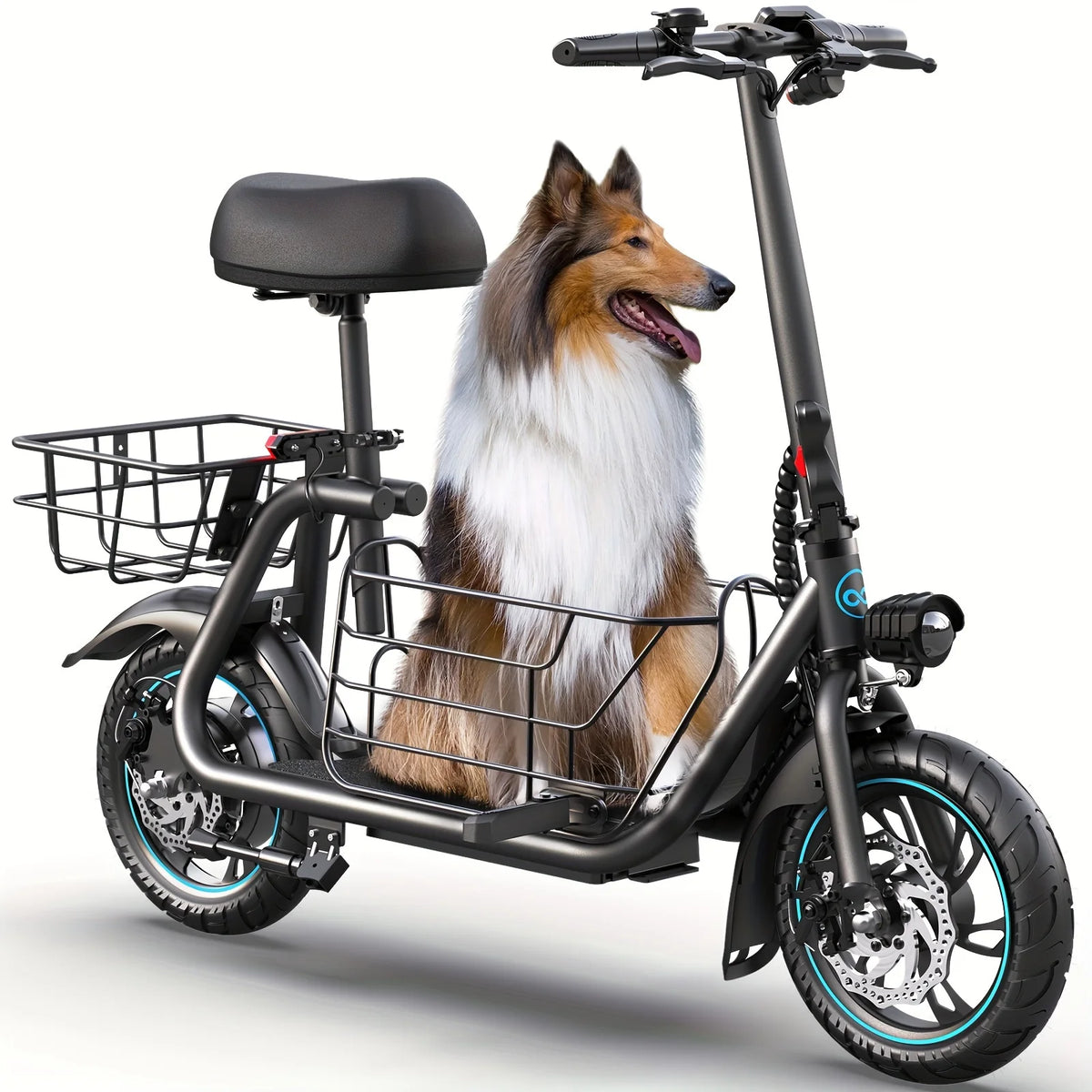 Gyroor Foldable Electric Scooter Featuring Pet Basket At Three Speed Levels