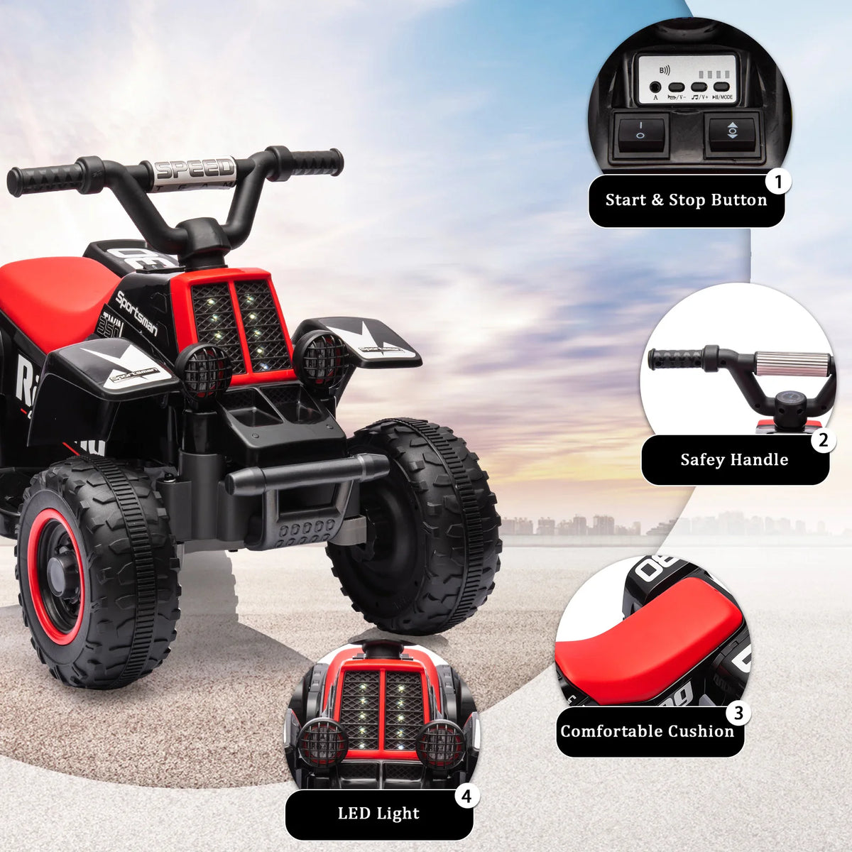 Electric Kids Ride On Atv With Led Lights And Music