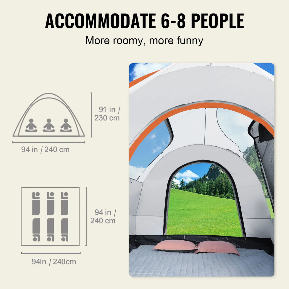 VevoR SUV Rear Camping Tent Double Layer Polyester Design