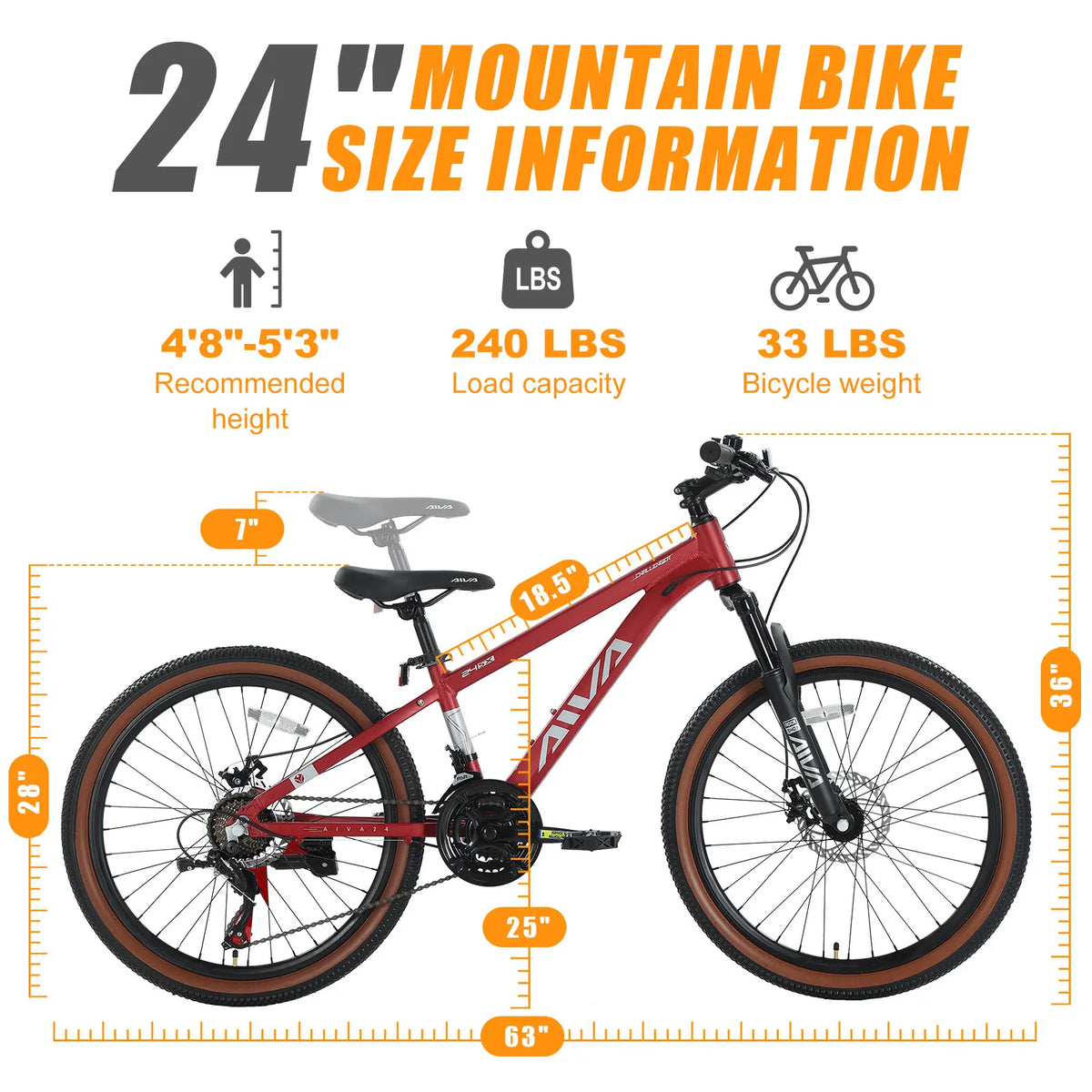 21 Speed Aluminum Hardtail Mountain Bike With Dual Disc Brakes