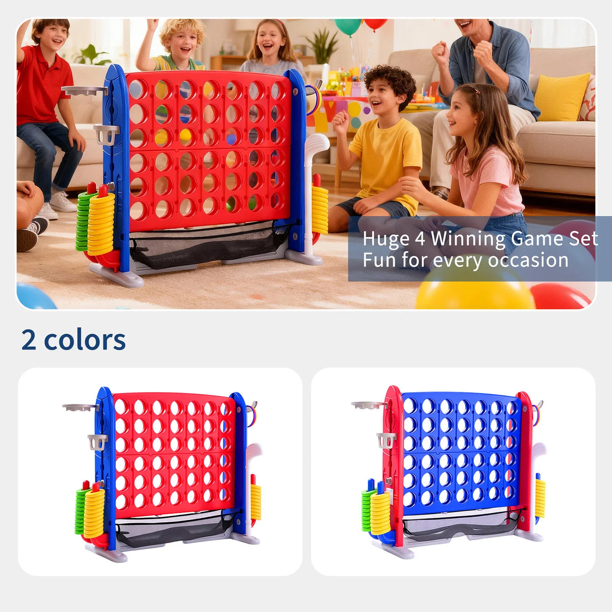 Giant Outdoor Connect Four Basketball Hoop Ring Toss Game