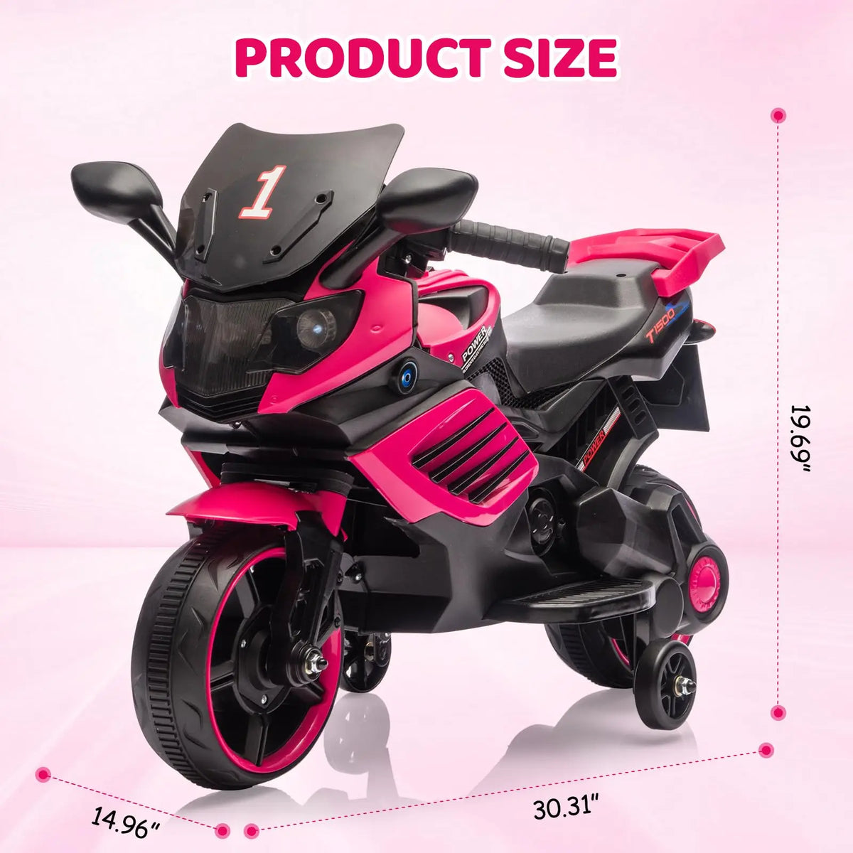 HiMiss Kids Electric Ride On Motorcycle With Training Wheels